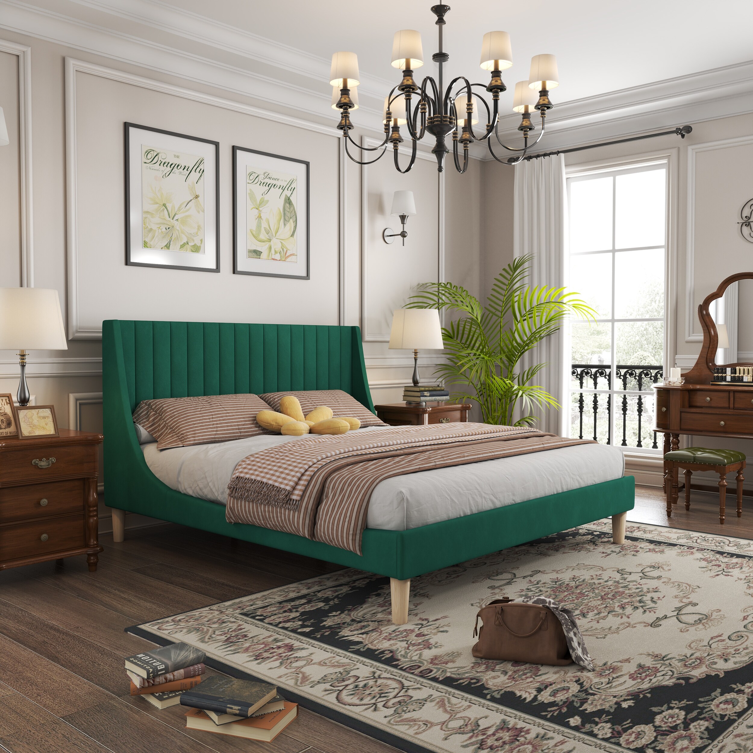 Emerald green outlet upholstered bed