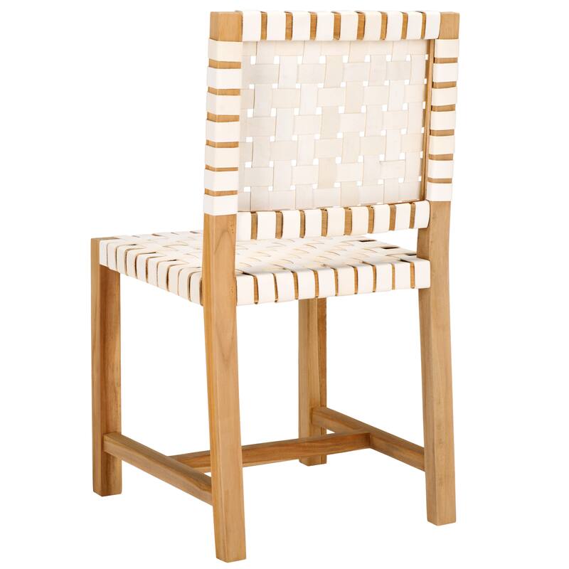 SAFAVIEH Arlene Solid Wood & Leather Dining Chair (Fully Assembled) - 18.3 In. W x 20.3 In. D x 33.7 In. H - 18Wx20Dx34H