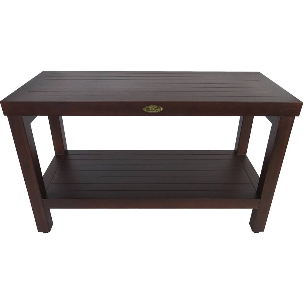 Compact Rectangular Teak Shower / Outdoor with Shelf in Brown Finish
