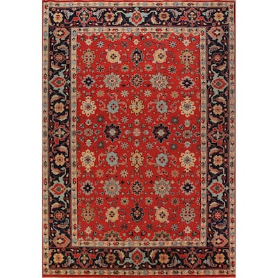 Red Orange Oushak Indian Large Rug Handmade Wool Carpet - 9'10"x 13'10"