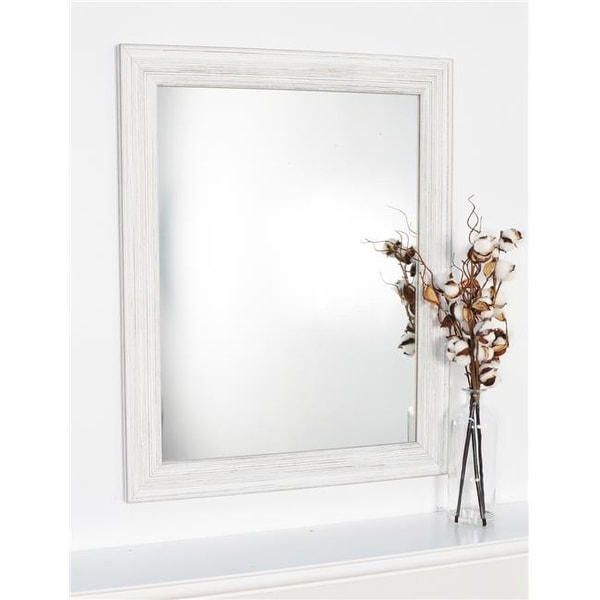 White Texture Vanity Framed Wall Mirror 16 X 26 5 In White Texture Vanity Framed Wall Mirror 16 X 26 5 In