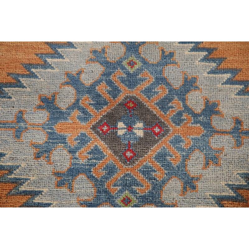 Kazak Living Room Area Rug Hand-Knotted Wool Carpet - 6'9" x 10'1"