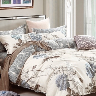2pc Twin Size 100% Cotton Bedding Set Daisy Silhouette Beige - Bed Bath ...