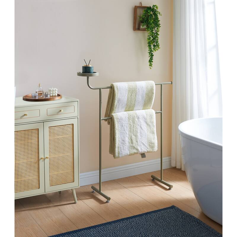 Chase Collection Black Metal & Wood Valet Stand with Storage Tray - Green