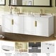 preview thumbnail 25 of 38, GDFStudio - Marwood Vintage Double Bathroom Vanity Set with 3 Holes Single Ceramic Sink & Soft Closing Doors - 60'W