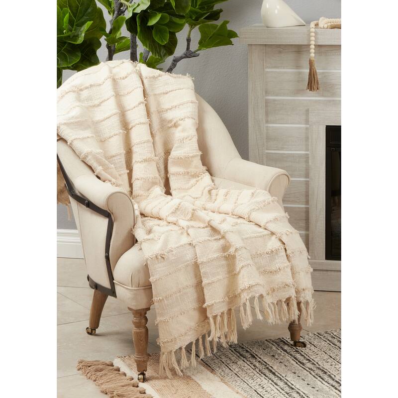 Throw Blanket With Fringe Design