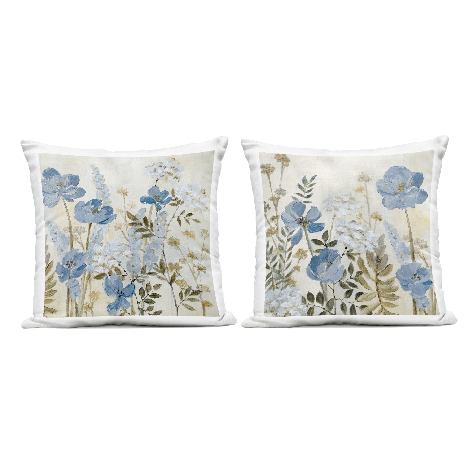 Stupell Floral Blue Wildflower Meadow Printed Outdoor Throw Pillow Design by Lanie Loreth (Set of 2)