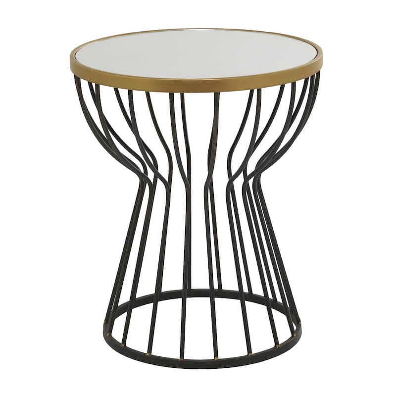 Metal Accent Table with Mirrored Glass Top - Black - Roche River Decor - Black