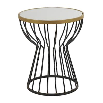 Metal Accent Table with Mirrored Glass Top - Black - Roche River Decor