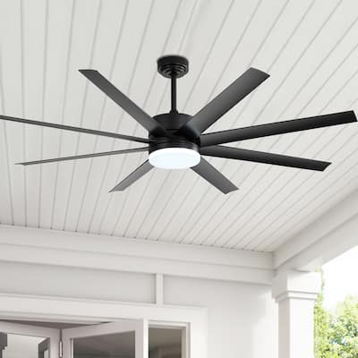 65-in Black LED Indoor Ceiling Fan with Light Remote (8-Blade)