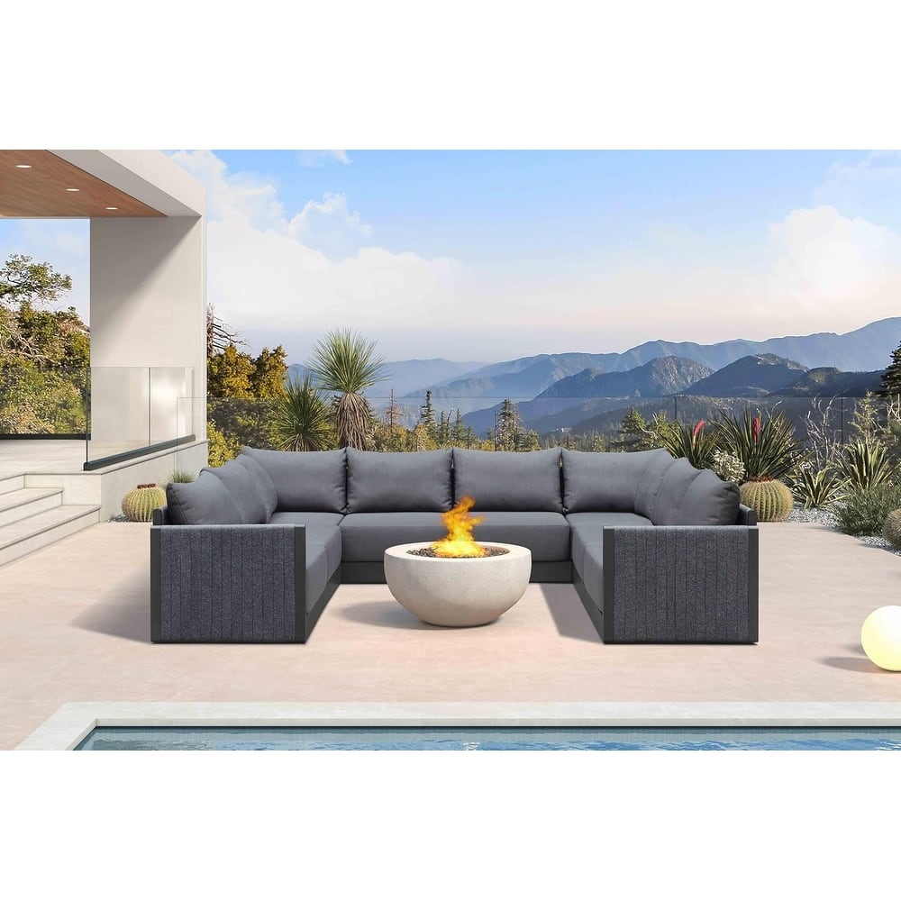 PURPLE LEAF Sanori Patio Conversation Set with Grey Ottoman and Cushion Patio Sofas Sectional Set for Poolside Graden