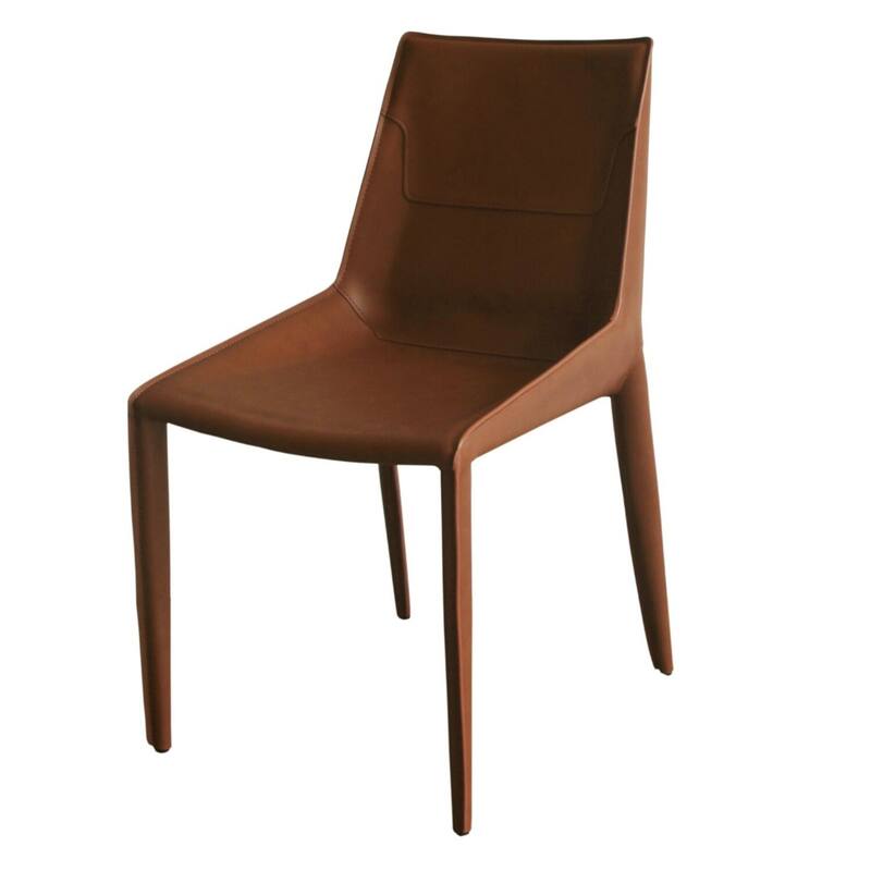 Brown/Brown Faux Leather Upholstered Wood Frame Dining Chair, Set of 2, Sturdy Dining Chair for Dining Rooms - 21.75