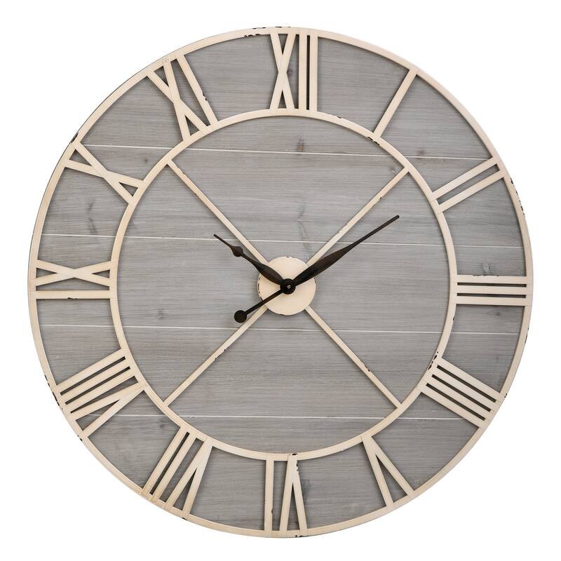 StyleCraft Antique Ivory and Driftwood Wall Clock