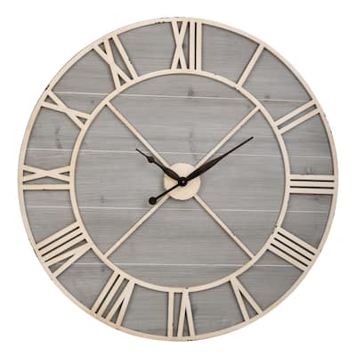 StyleCraft Antique Ivory and Driftwood Wall Clock