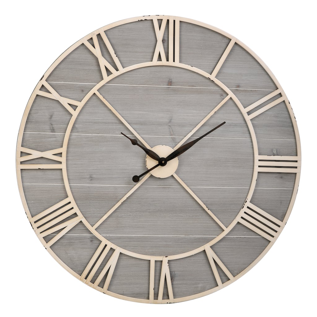 StyleCraft Antique Ivory and Driftwood Wall Clock