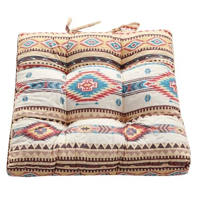 Tisa Traditional Ikat Pattern Fabric Chair Pad, Multicolor