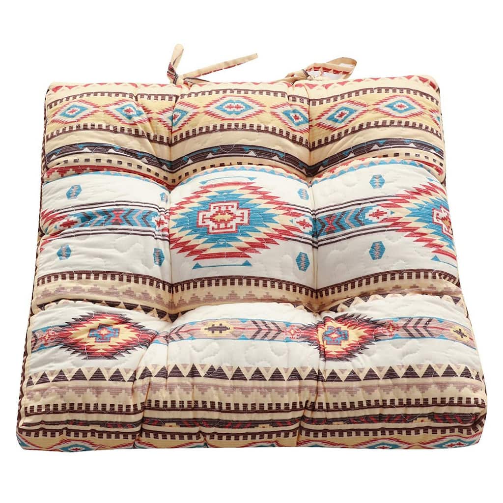 Tisa Traditional Ikat Pattern Fabric Chair Pad, Multicolor