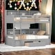 preview thumbnail 1 of 12, Multi-functional Twin Size Bunk Bed with Built-in Shelves Beside both Upper and Down Bed and Storage Drawer, Grey Grey