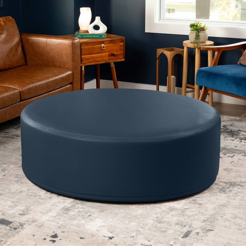 Jaxx Candler Round Couch Ottoman Large Coffee Table & Foot Rest, 44-Inch