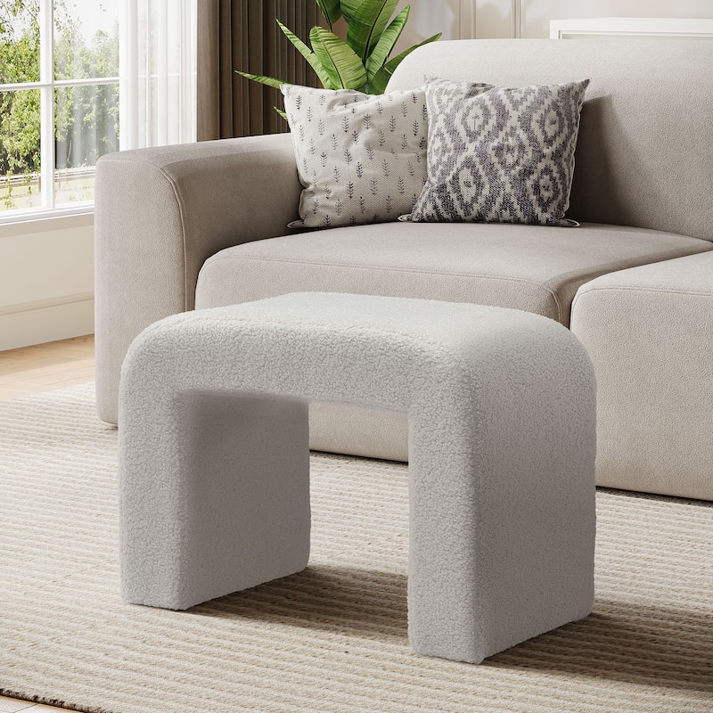 Modern Vanity Stool, Upholstered Ottoman, Extra Seat for Living Room