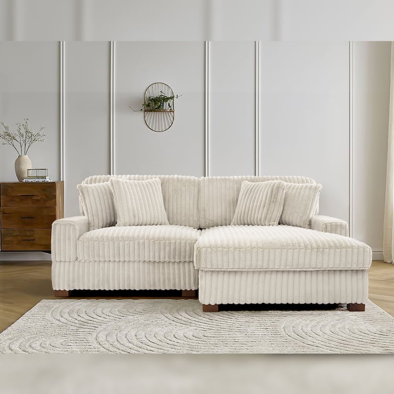 UIXE Upholstered Plush Velvet L Shaped Couch Modular Sofa