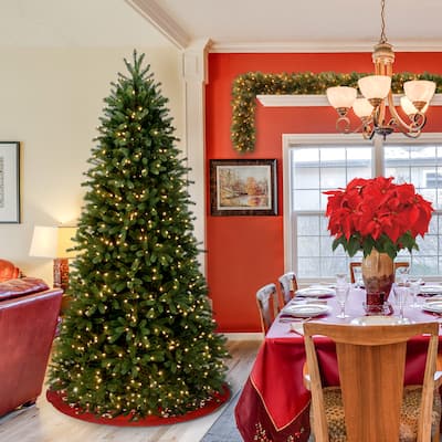 National Tree Company 6.5 ft. Jersey Fraser Fir Slim Tree with Clear Lights - 6.5 Foot