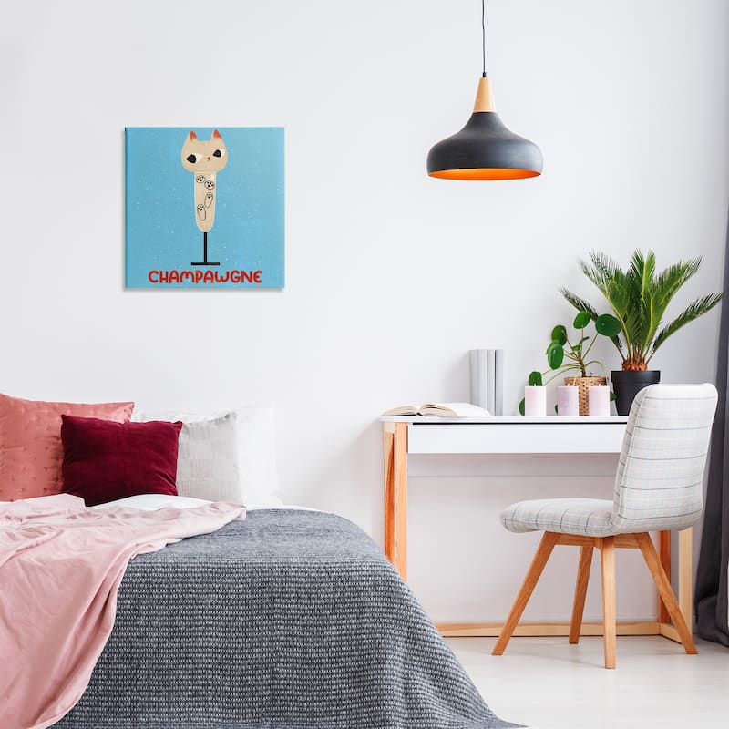 Stupell Champawgne Feline Wine Canvas Wall Art Design By Carrie Cantwell
