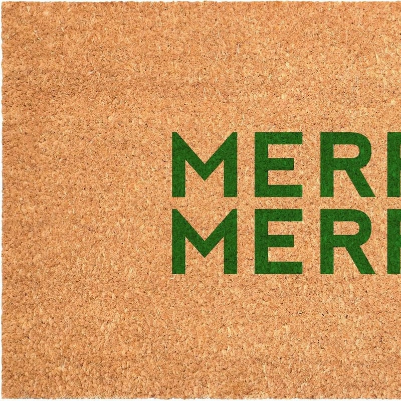 HomeRoots 24" X 36" Brown And Green Christmas Outdoor Coir Door Mat - 24.00' X '36.00