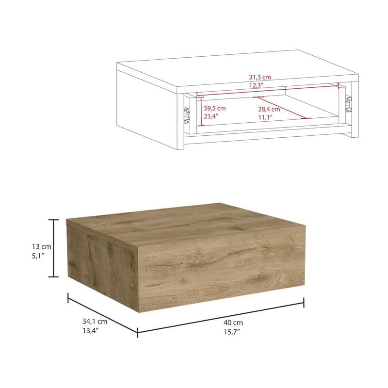 Milano Modern Floating Bedroom Nightstand with Storage Drawer