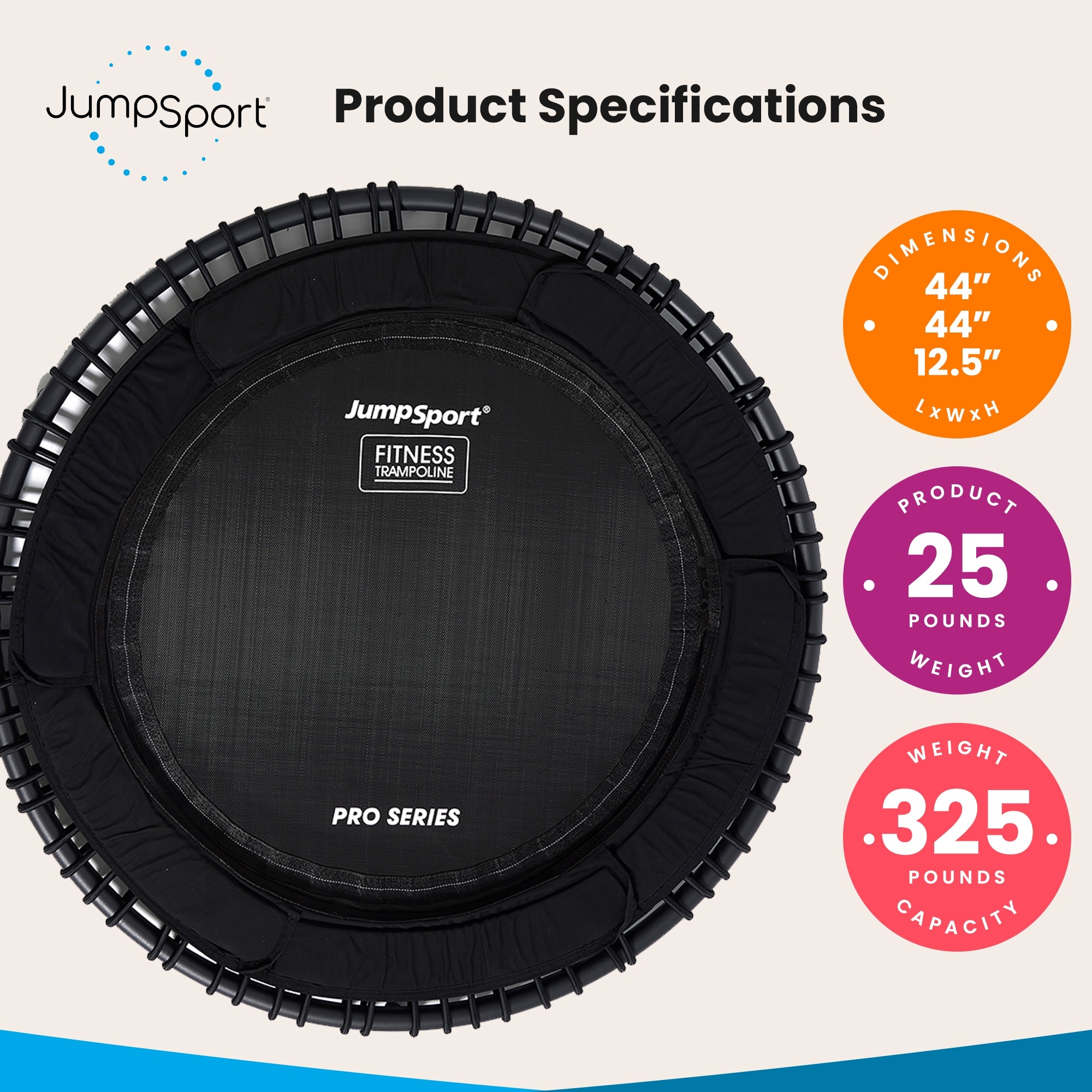 JumpSport 570 PRO Indoor Durable Lightweight 44 Inch Fitness