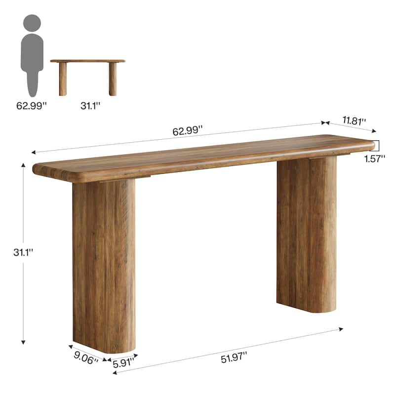 63-Inch Long Console Table, Industrial Wood Rectangular Sofa Table