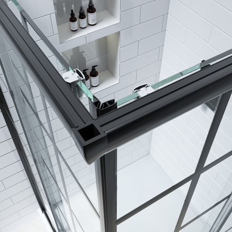 FELYL 36''W x 36''L x 72''H Aluminum Framed Double Sliding Corner Shower Enclosure Door