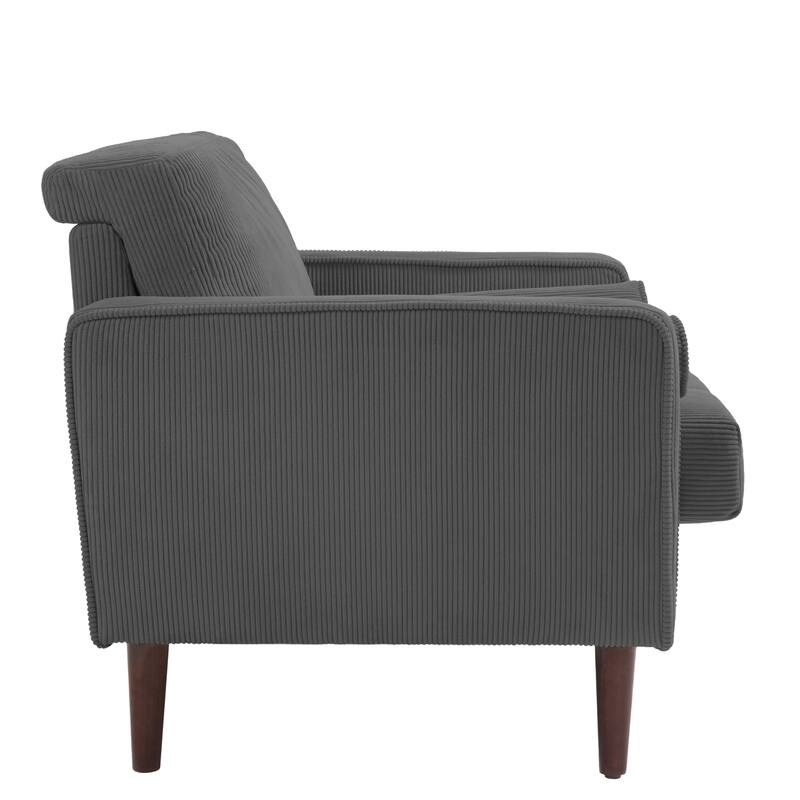 Corduroy Upholstered Accent Chair with Bolster Pillows Set of 2