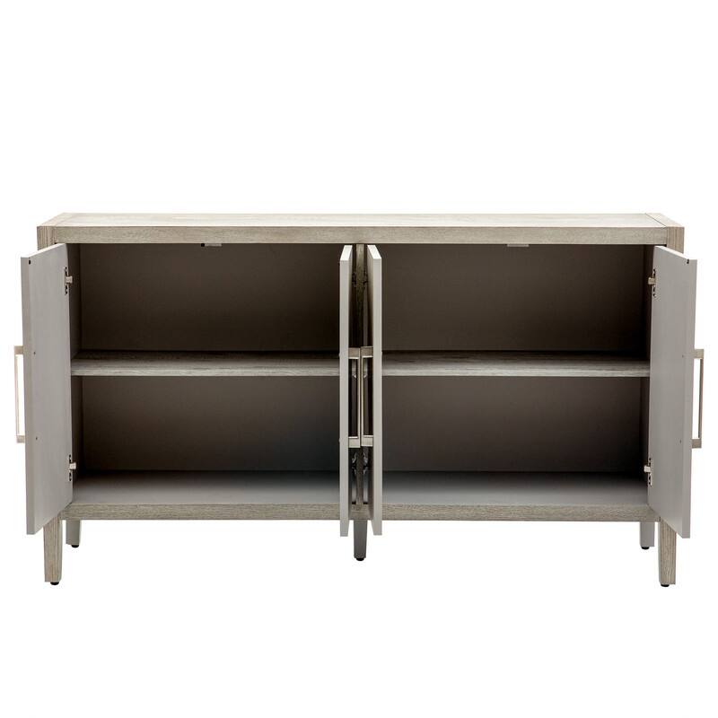 Storage Cabinet Sideboard Wooden Cabinet with 4 Metal handles ,4 Shelves and 4 Doors for Hallway, Entryway, Living room