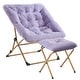 preview thumbnail 1 of 4, Comfy Saucer Chair with Ottoman for Adults Kids, Soft Faux Fur Folding Lounge Chair for Bedroom, X-Large Foldable Reading Chair Ottoman-lavender