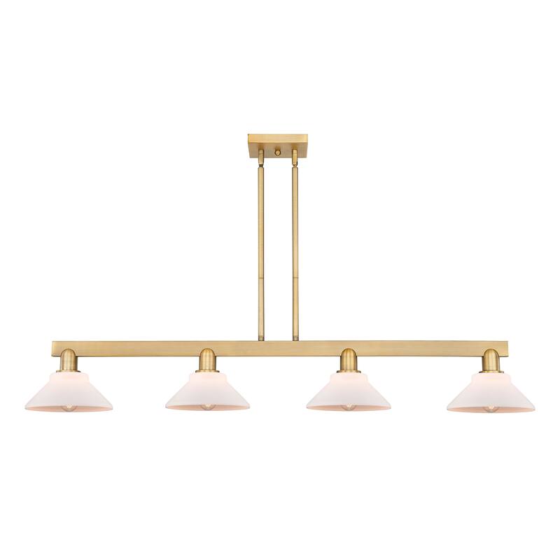Innovations Lighting Endless Possibilities Arcadia - Orwell - 4 Light 51" Stem Hung Island Light - Antique Brass Finish - Brushed Brass