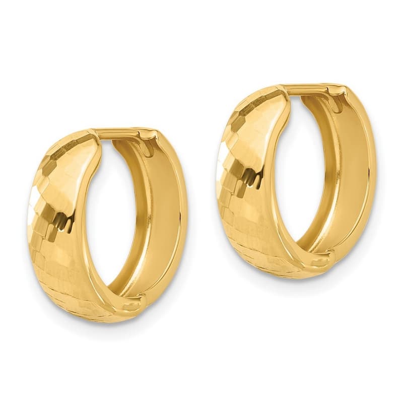 Curata 14k Yellow Gold Polished and Sparkle Cut Hoop Earrings - 15.2x15.9mm