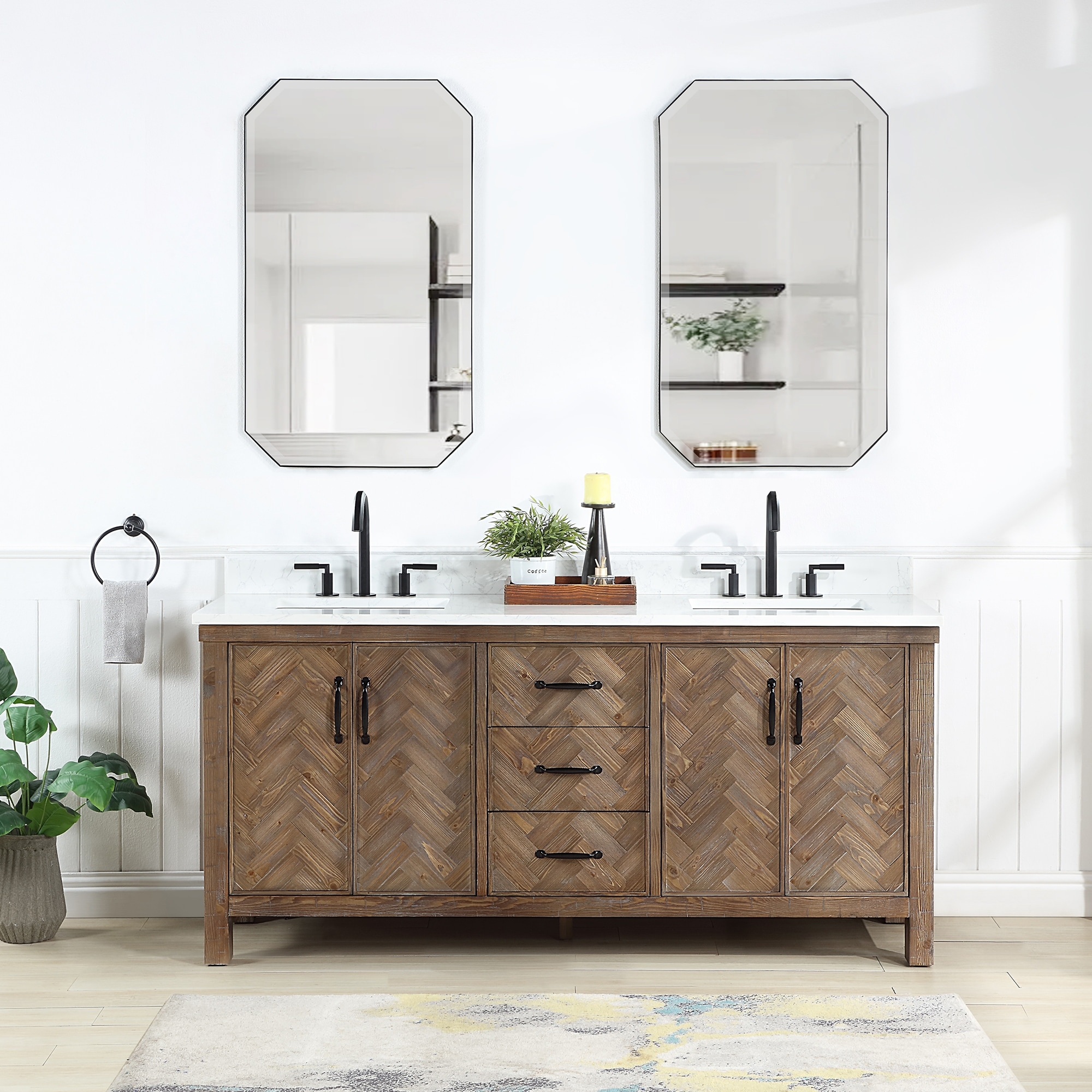 Totti Artemis 44 White Transitional Double Sink Bathroom Vanity w