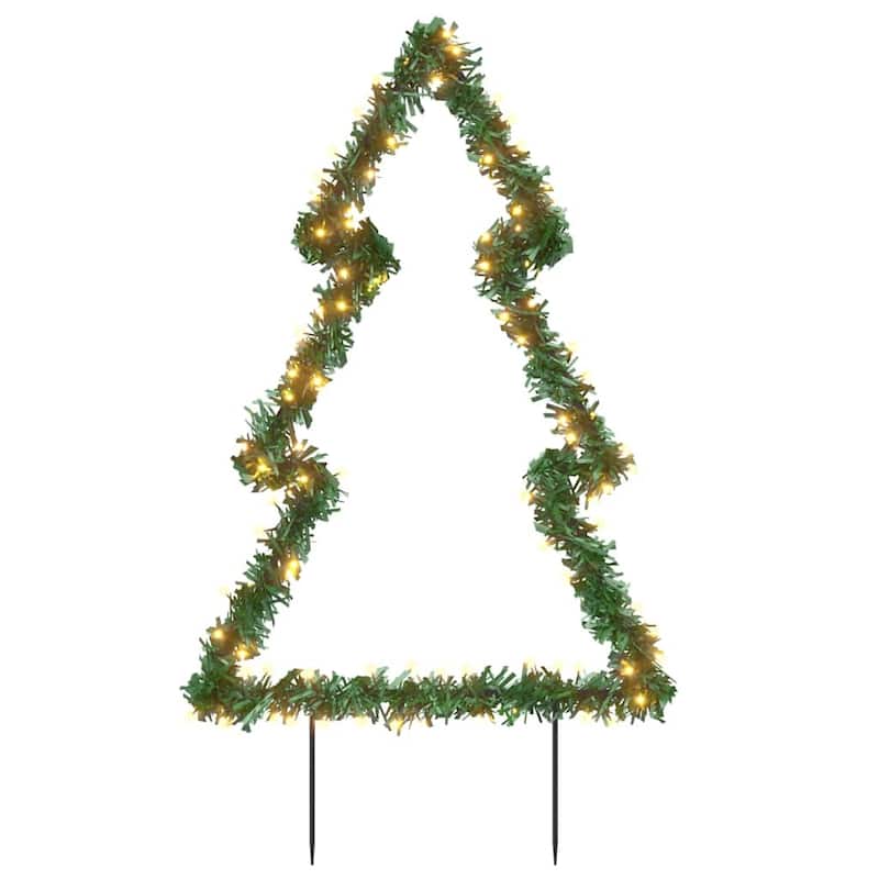 vidaXL Christmas Light Decoration with Ground Spikes Tree 115 LEDs 35.4"