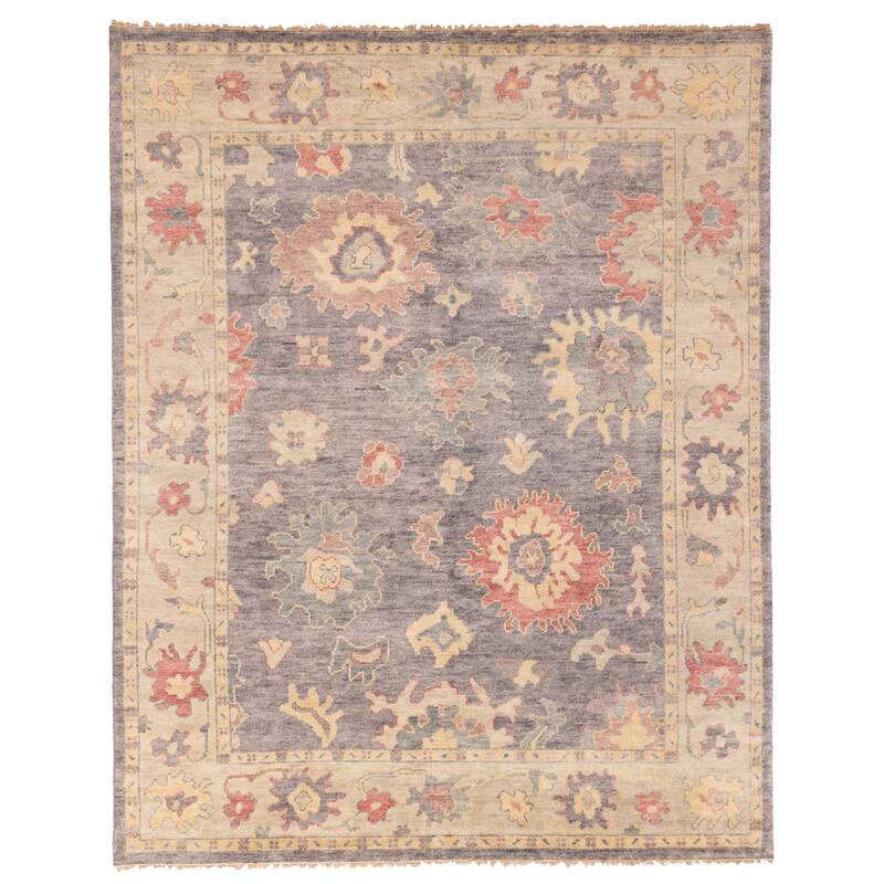 ECARPETGALLERY Hand-knotted Modern Oushak Dark Grey Wool Rug - 7'10 x 9'11