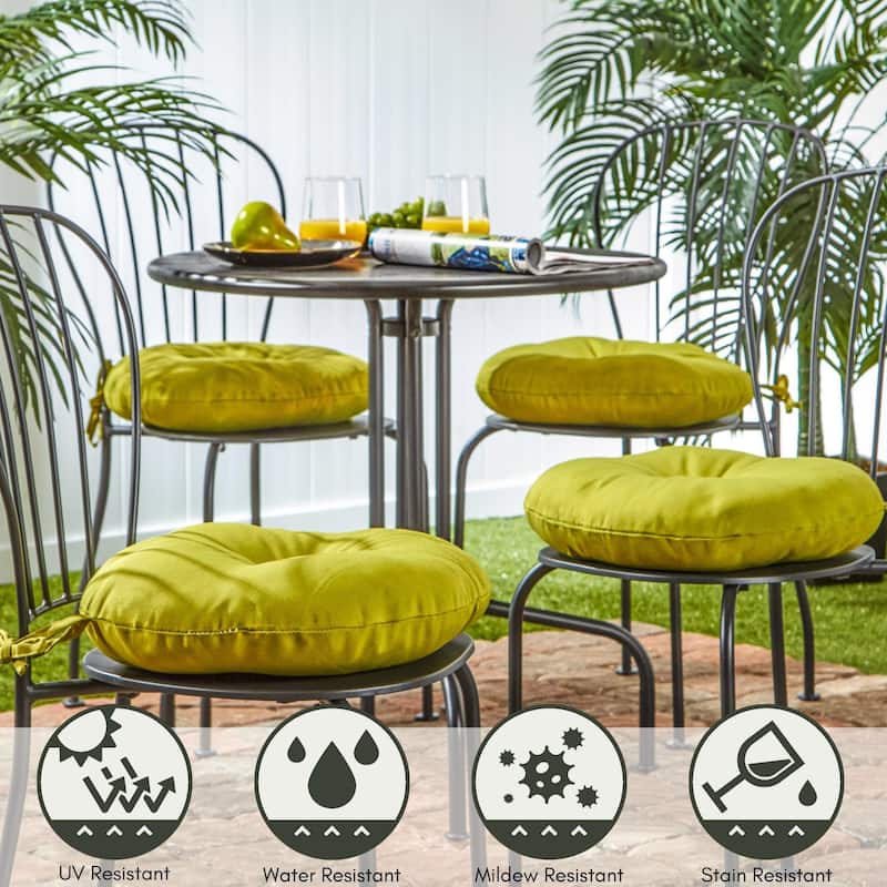 15-inch Round Outdoor Kiwi Green Bistro Chair Cushions (Set of 2)