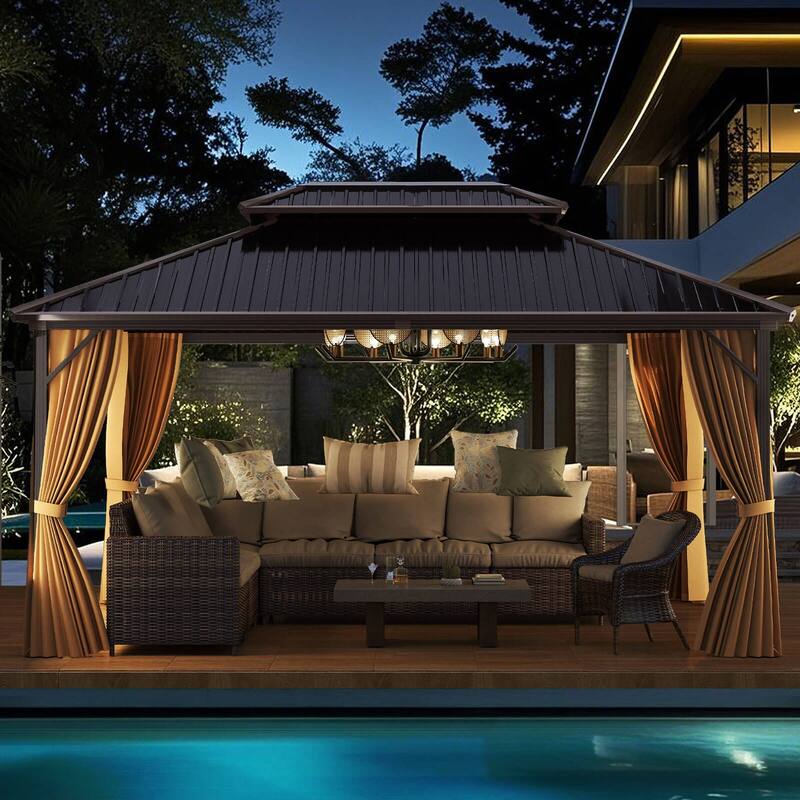 Costway 16 x 12 FT Hardtop Gazebo Aluminum Frame Permanent Pavilion - See Details