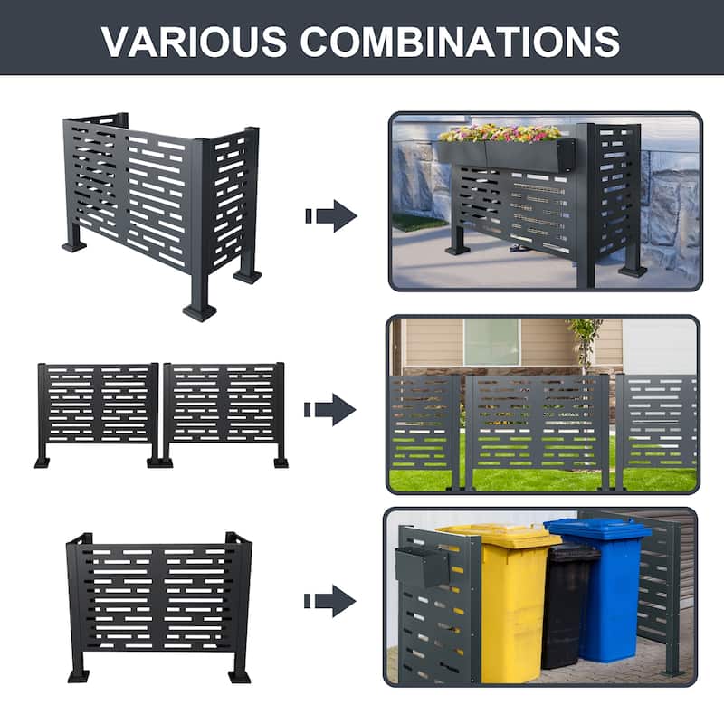 Outdoor Air Conditioner Privacy Fence Cover - Metal Design with 3 Panels, Ideal for Concealing AC Units