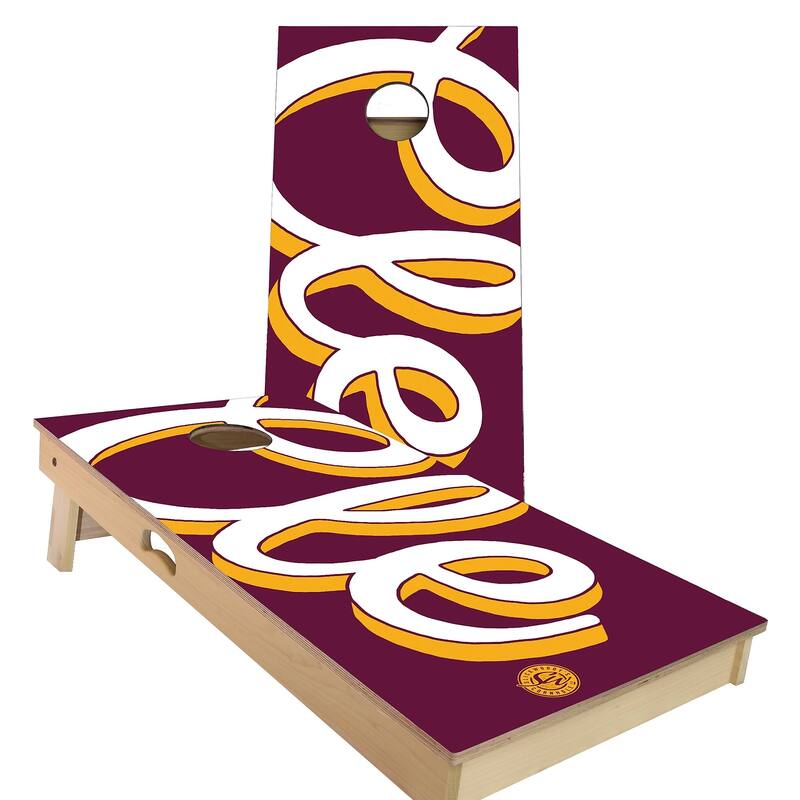 Clevelend Wine and Gold Outdoor Cornhole Board Set - Backyard 2x4 - Include Hole Lights
