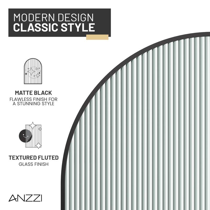 Ember Series 34 in. W x 78 in. H Fixed Framed Shower Door in Black, Gold or Nickel Finish with Clear or Fluted Glass