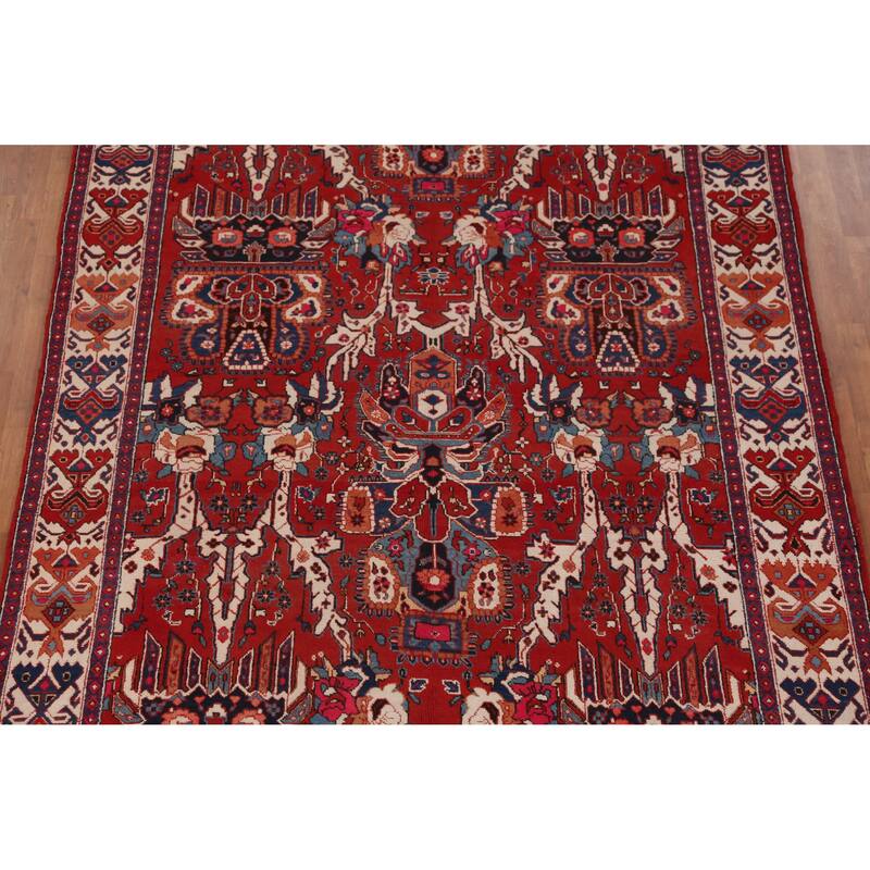Hand Knotted Oriental 100% Wool Carpet Traditional Geometric Red Tabriz Area Rug - 10' 7'' X 7' 3''