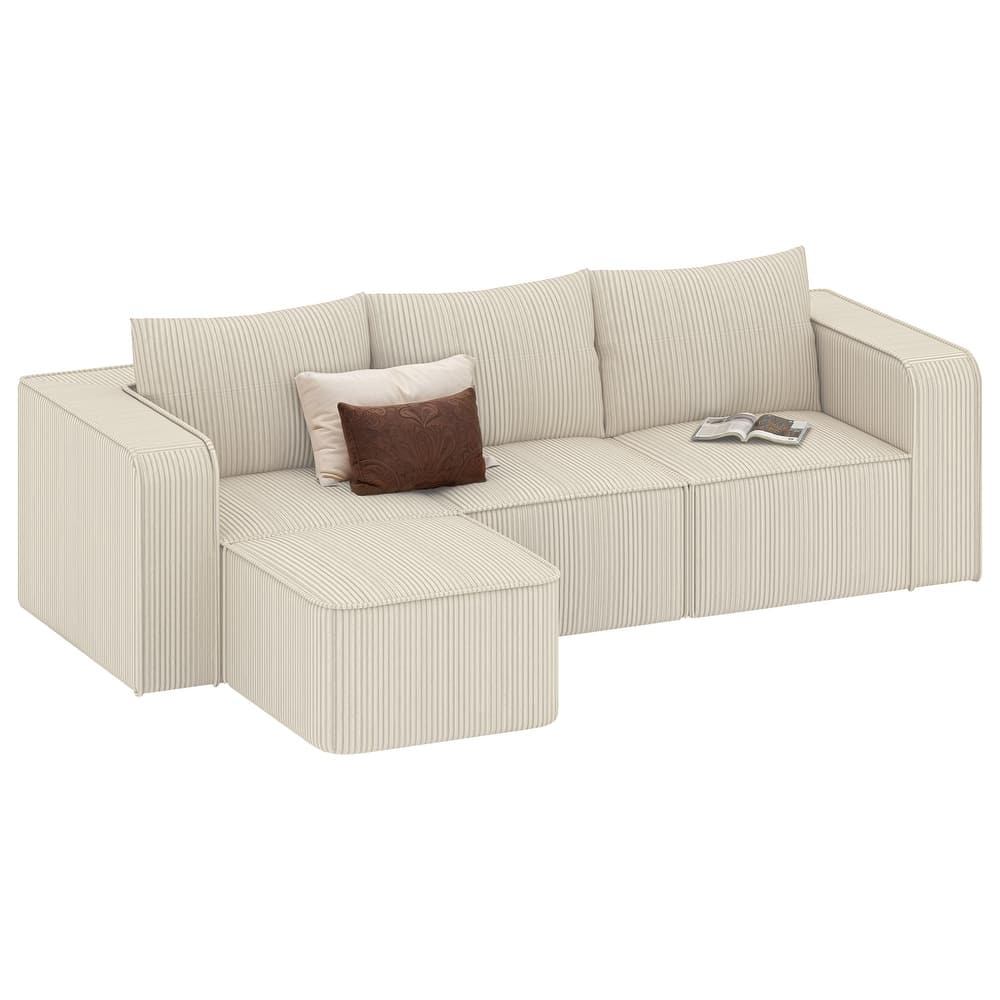 Moasis Multi-seat(3/4/5 seats) Corduroy Sectional Sofa Modular Couch Sofa Upholstered Convertible Modular Sofa