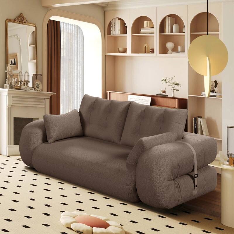 78.7" Multi-Functional Foldable Sofa Bed, 3-in-1 Teddy Fabric Foam Sleeper Couch for Relaxation and Seating