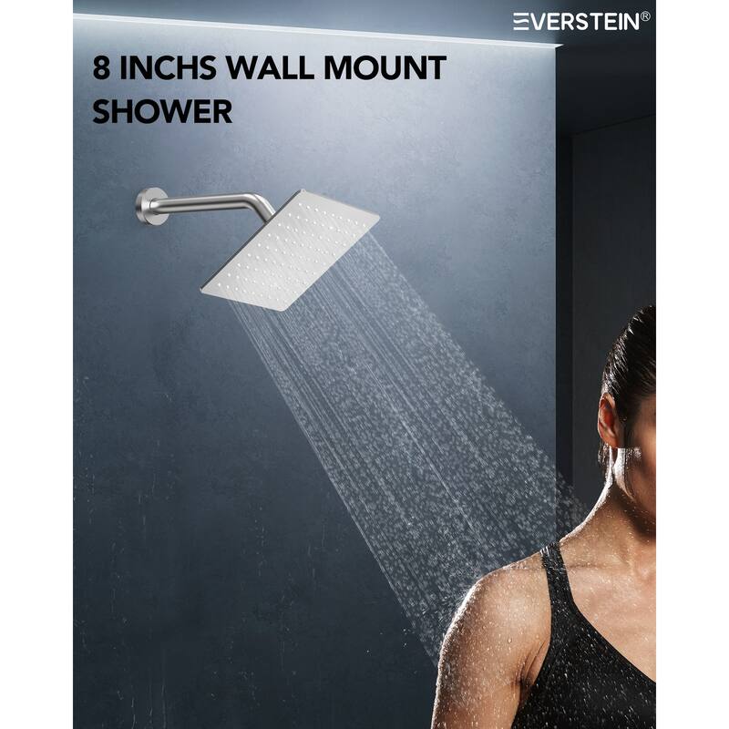 Dual Shower Heads System with 3 Spray Modes 22"*15" Ceiling and 6" Wall Mount Body Jets Handheld Spray LED Music