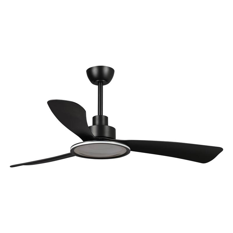 52-inch Black ABS 3-Blade Modern Propeller LED Ceiling Fan with Remote - 52 inches